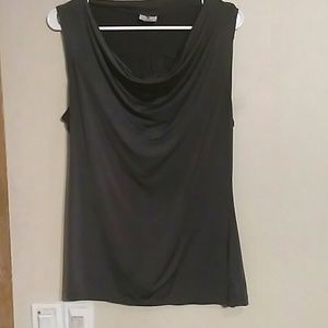 Gray turtleneck silk tank top